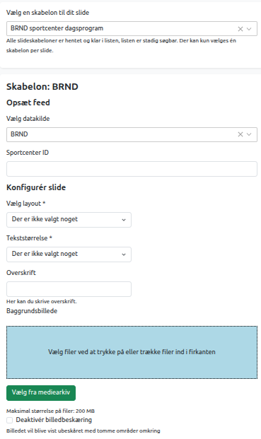 Felter i BRND skabelonen